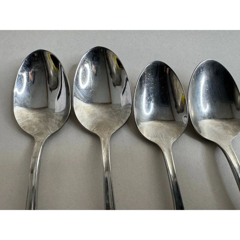Oneida Community Stainless Floral 4 Spoons 2 Tablespoons 2 Teaspoons Silver‎